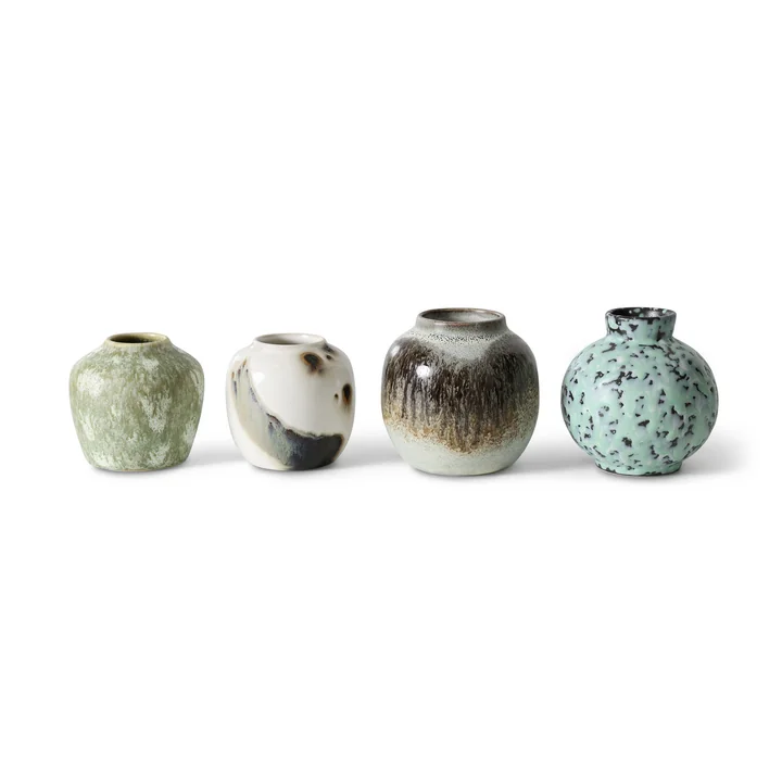 HKliving - 70's Keramik Vasen, canyon (4er-Set)