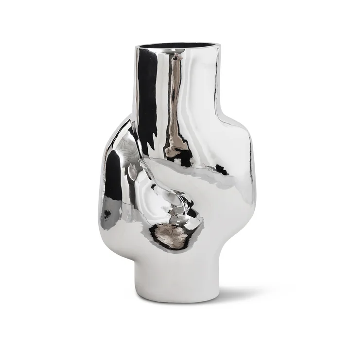 HKliving - Gleam Glas-Vase high, Chrom