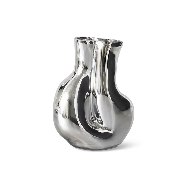 HKliving - Gleam Glas-Vase, Chrom