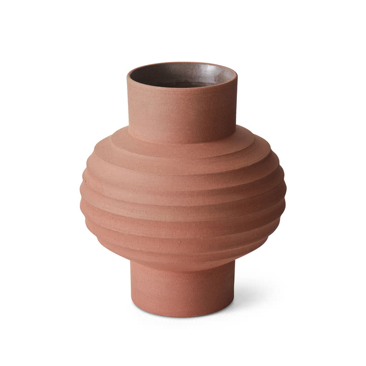 HKliving - Handcarved Terrakotta Vase, Bulb