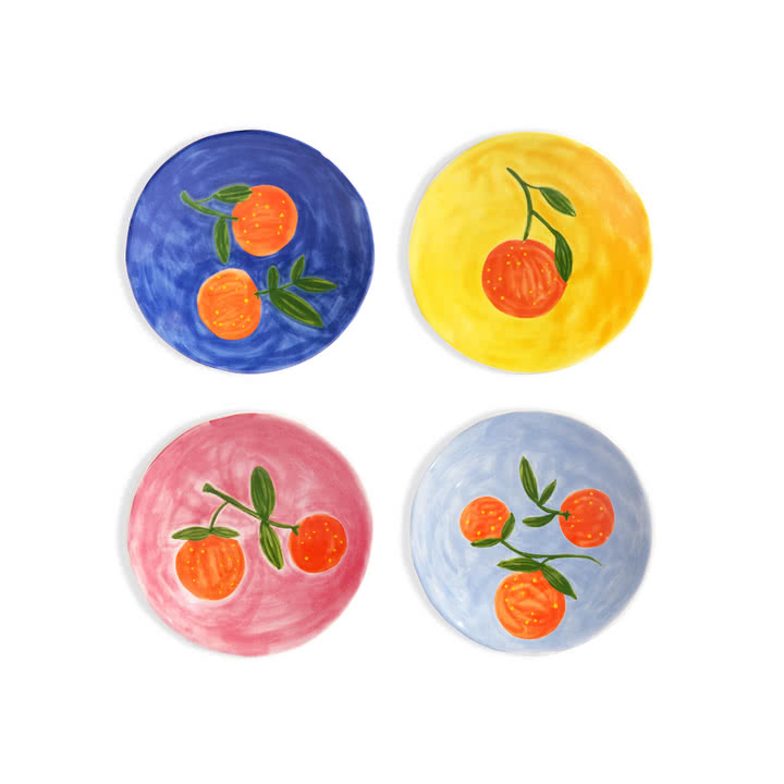 &klevering - Orange Teller, Ø 16 cm, mehrfarbig (4er-Set)