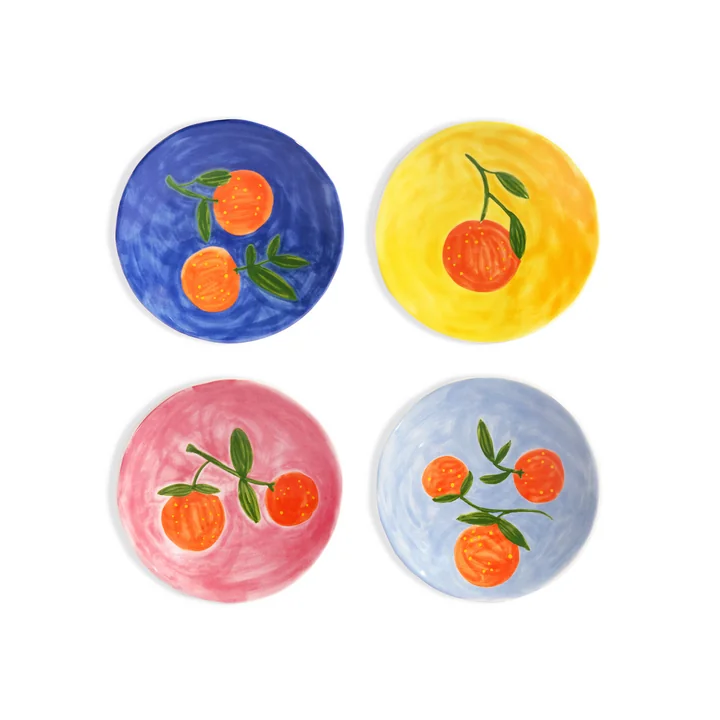 &klevering - Orange Teller, Ø 16 cm, mehrfarbig (4er-Set)