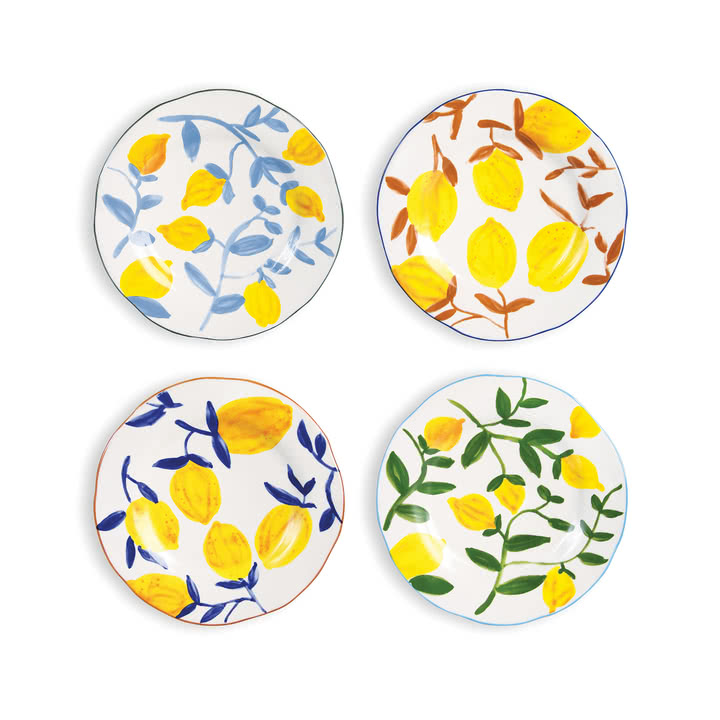 &klevering - Lemon Teller Zweig, Ø 22 cm, mehrfarbig (4er-Set)