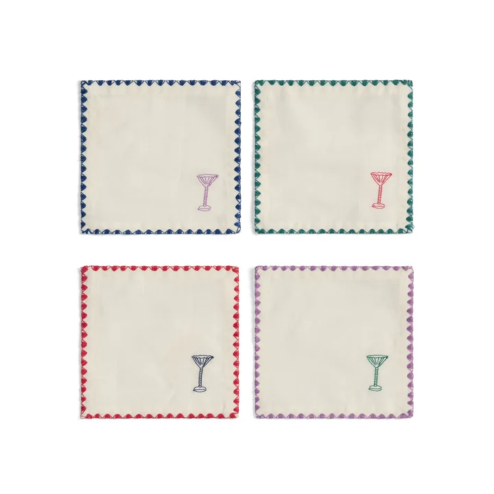 &klevering - Zigzag  Cocktailserviette, 12 x 12 cm, mehrfarbig (4er-Set)