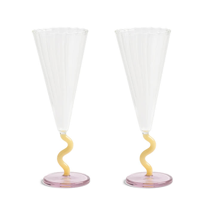 &klevering - Flute Champagnerglas curve, 0,18 L, caramel (2er-Set)