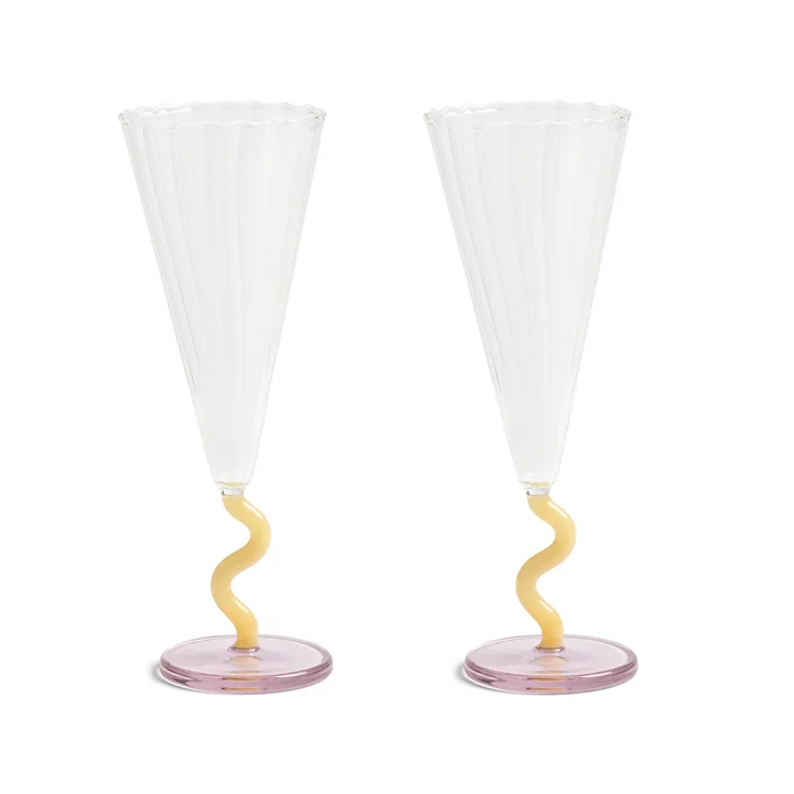 &klevering - Flute Champagnerglas curve, 0,18 L, caramel (2er-Set)