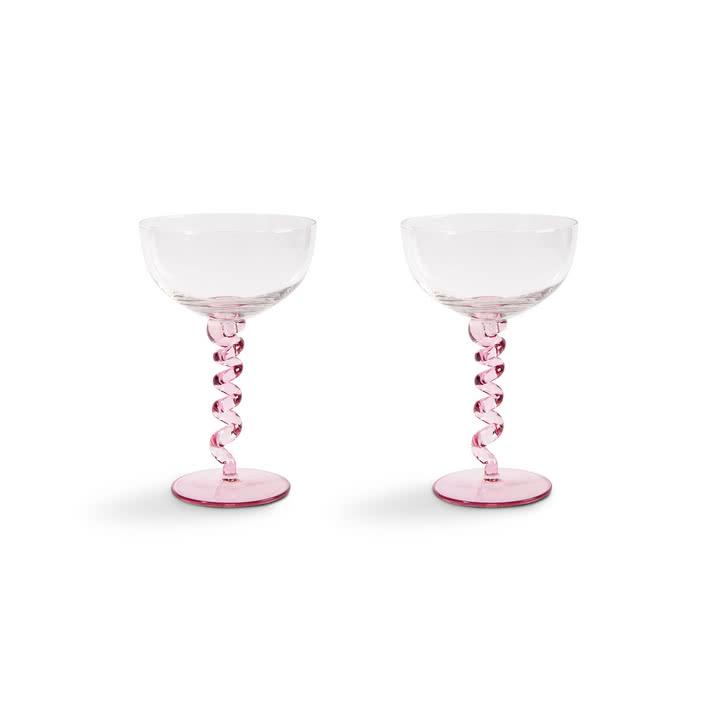 &klevering - Coupe Spiral Champagnerglas, 0,2 L, pink (2er-Set)