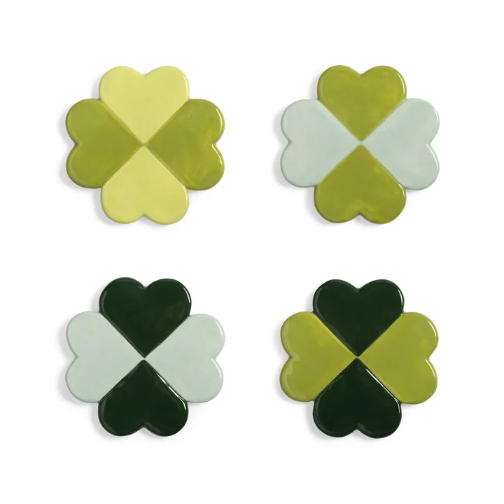 &klevering - Lucky Clover Untersetzter, Ø 10 cm, grün (4er-Set)
