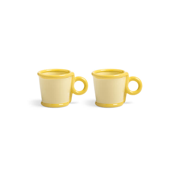 &klevering - Loop Becher mit Henkel 100 ml, gelb (2er-Set)