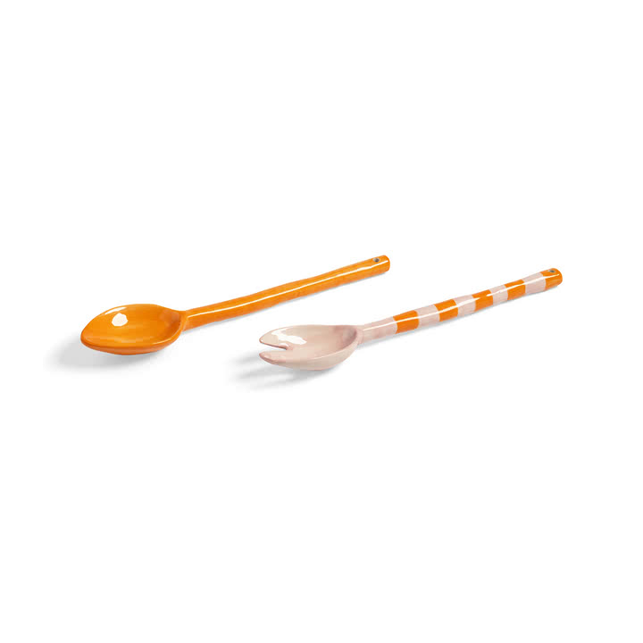 &klevering - Boavista Salatbesteck, orange gestreift