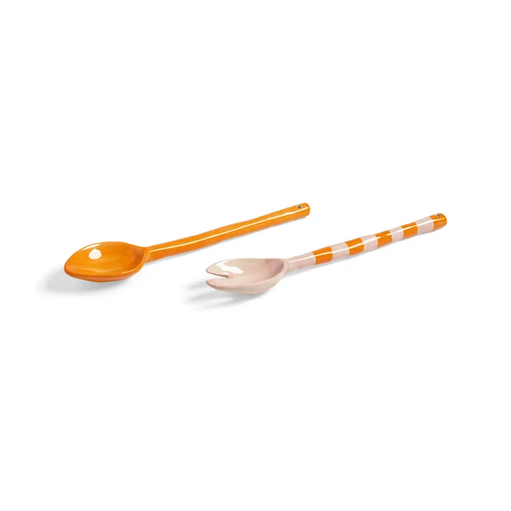 &klevering - Boavista Salatbesteck, orange gestreift