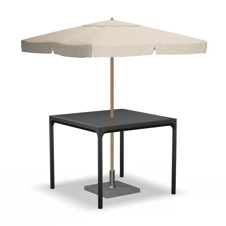 HOUE - Four Outdoor Tisch, 90 x 90 cm, schwarz mit Sonnenschirm