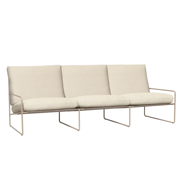 Ferm Living - Desert Outdoor 3-Sitzer Sofa, kaschmir / off-white (Pure Bouclé)