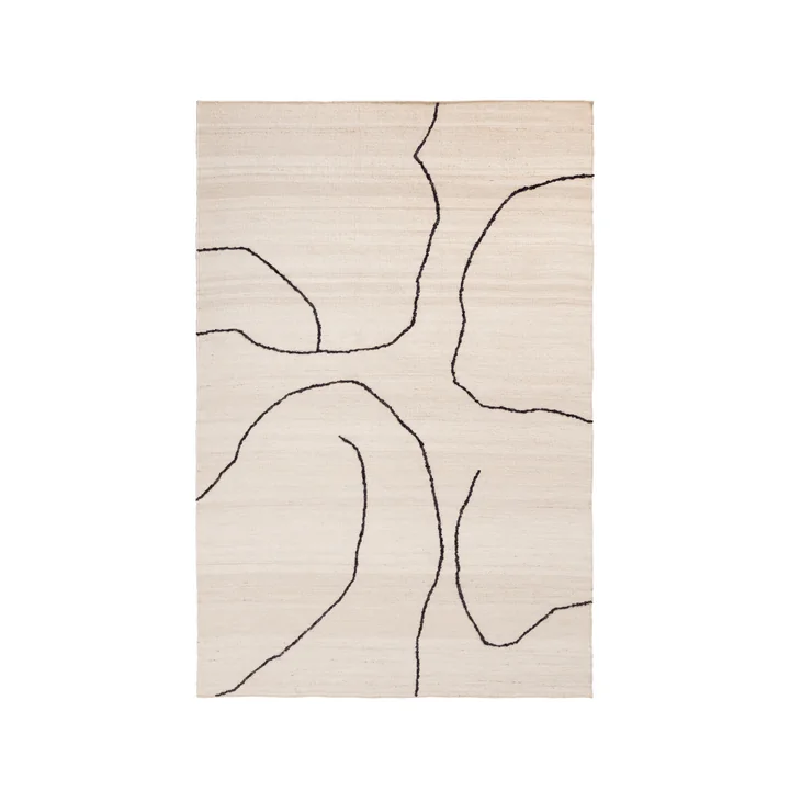 Ferm Living - Gesso Juteteppich, 170 x 240 cm, off-white / dark fig
