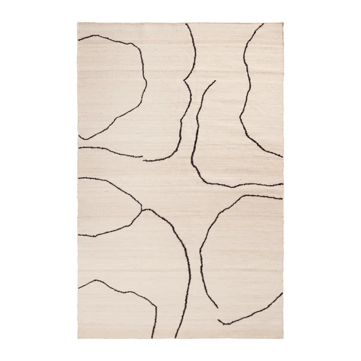 Ferm Living - Gesso Juteteppich, 200 x 300 cm, off-white / dark fig