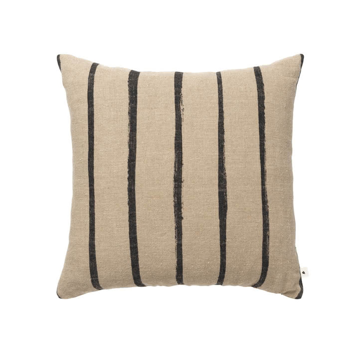 Ferm Living - Oleo Kissen, 50 x 50 cm, Leinen natur / schwarz