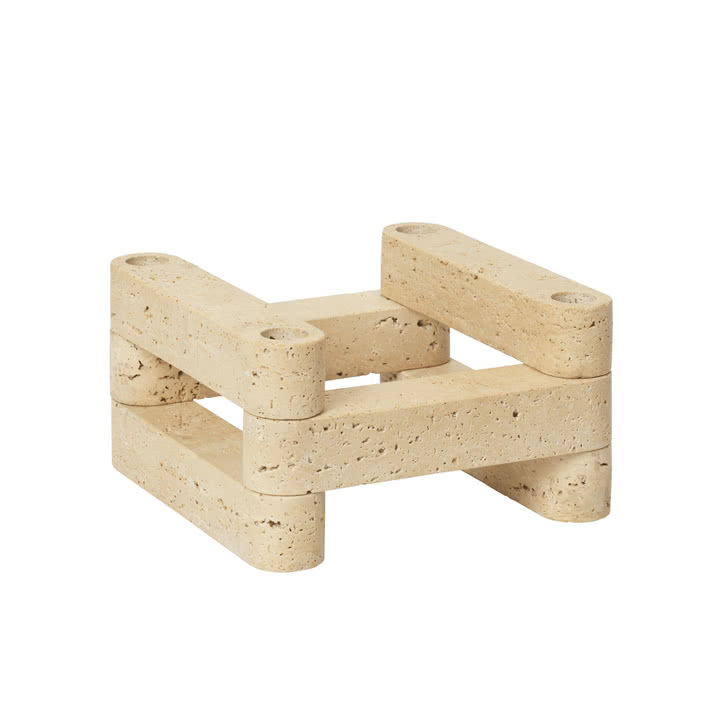 Ferm Living x Utzon - Newel Modular Kerzenhalter, Travertin (6er-Set)