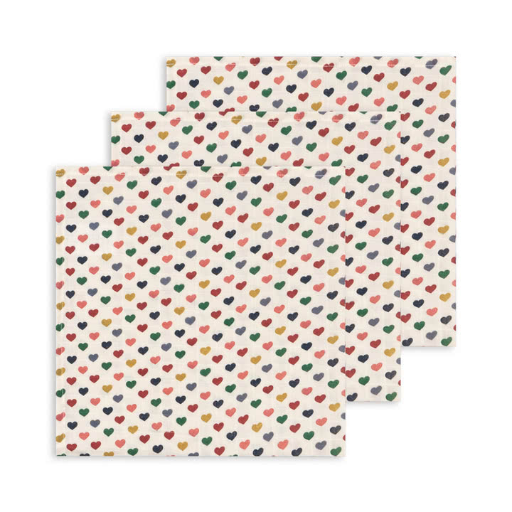 Konges Sløjd - Musselintücher, couer coloré (3er-Set)