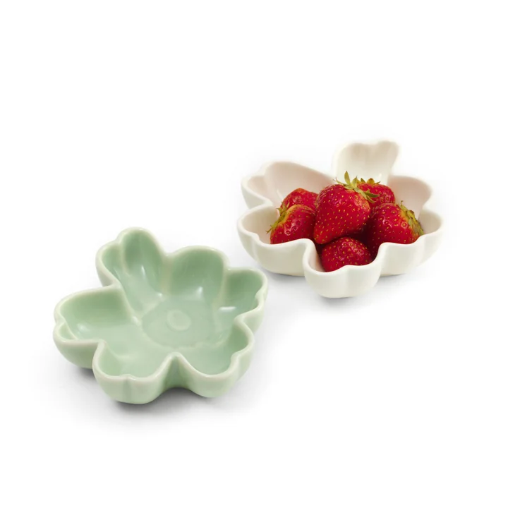 Unikko Schalen-Set, Ø 11 cm, weiß / grün (2er-Set) (Frühling/Sommer 2025) von Marimekko