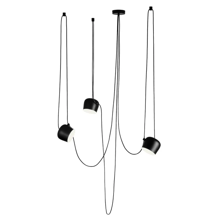 Flos - AIM Small LED-Pendelleuchte mit Baldachin, schwarz (3-flammig)