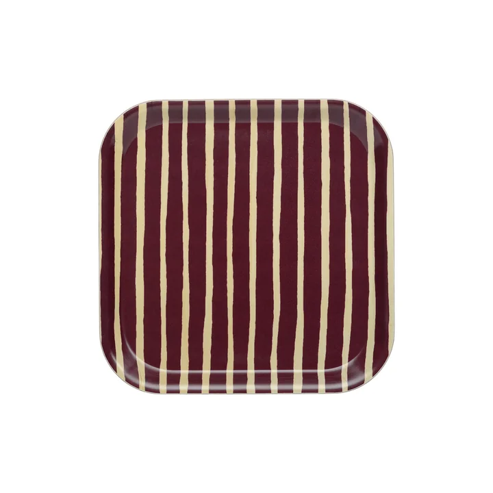 Marimekko - Piccolo Tablett 20 x 20 cm, natur / burgundy 
