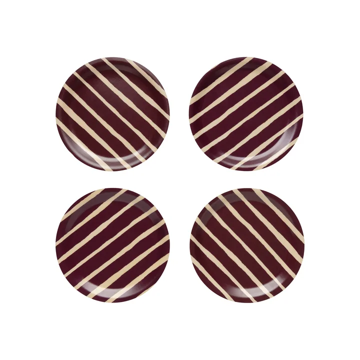 Marimekko - Piccolo Glasuntersetzer Ø 9 cm, natur / burgundy (4er-Set) 