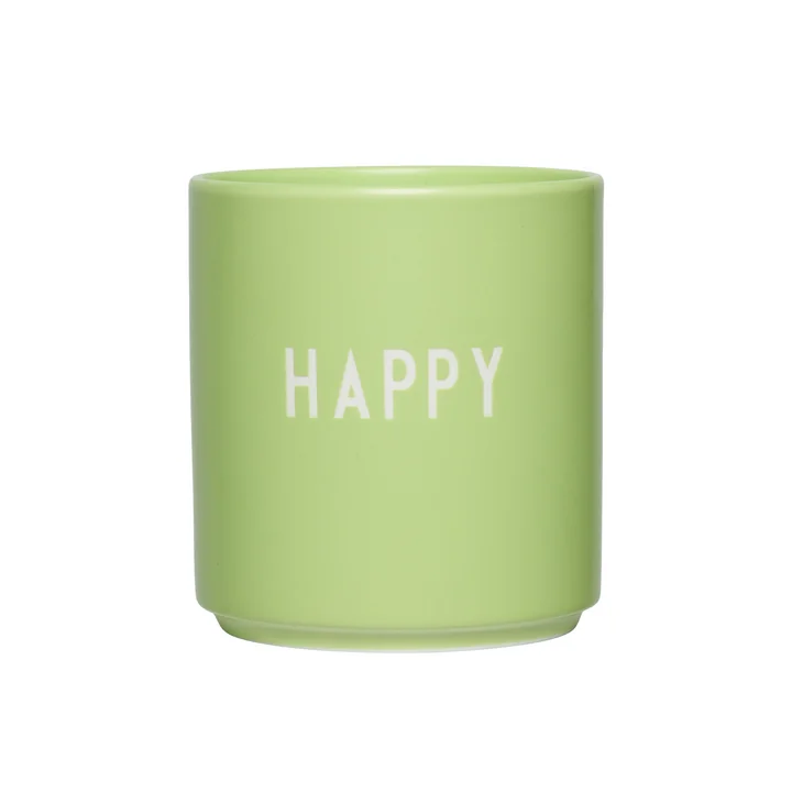 Design Letters - AJ Favourite Porzellan Becher, Happy / shadow lime