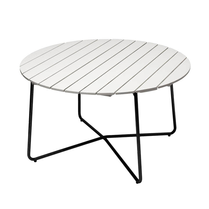 Grythyttan - 9A 120 Gartenesstisch Ø 120 cm, Eiche weiß lackiert / schwarz