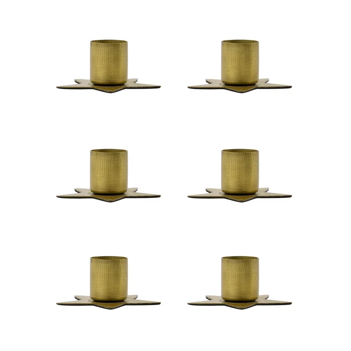 House Doctor - Stage Kerzenständer Ø 6 x 3 cm, antikes messing (6er-Set)