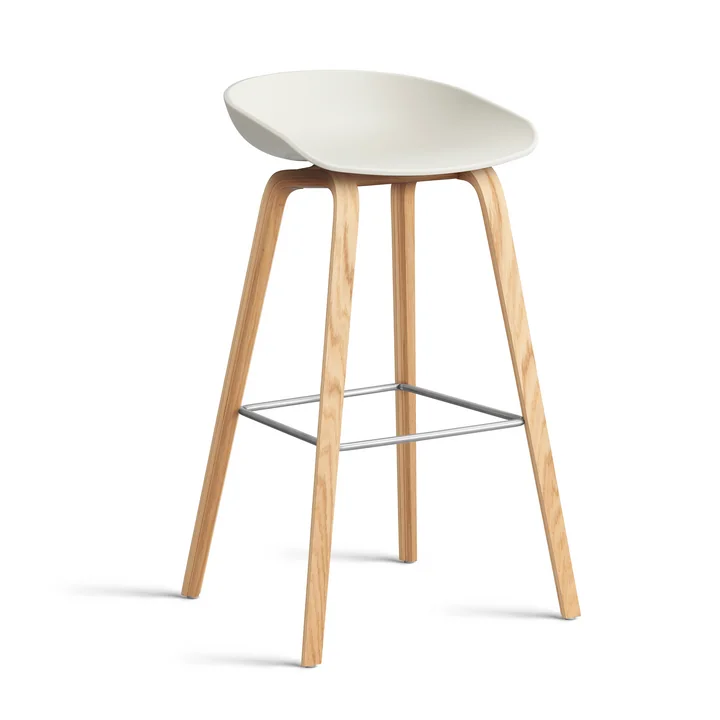 HAY - About A Stool AAS 32 H 85 cm, Eiche lackiert / Edelstahl / melange cream 2.0 
