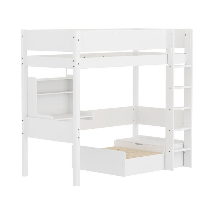 Flexa - White Hochbett mit Schreibtisch, H 184 cm, weiß
