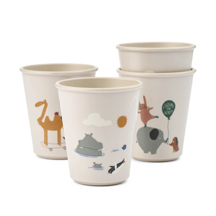LIEWOOD - Lana Tasse, Around the world, sandy (4er-Set)