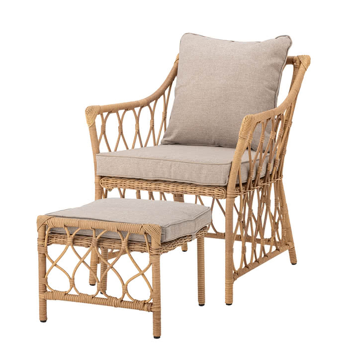 Bloomingville - Belluce Loungestuhl mit Hocker, natur