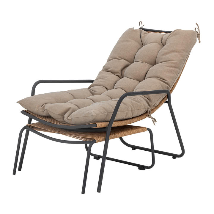 Bloomingville - Boel Liegestuhl mit Hocker, natur