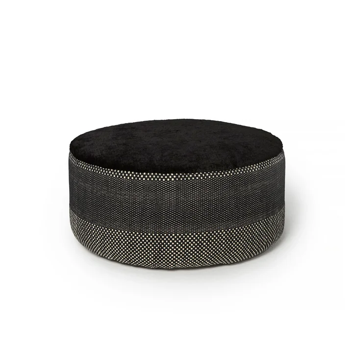 nanimarquina - Tres Persian Pouf, Ø 90 x H 40 cm, large, schwarz