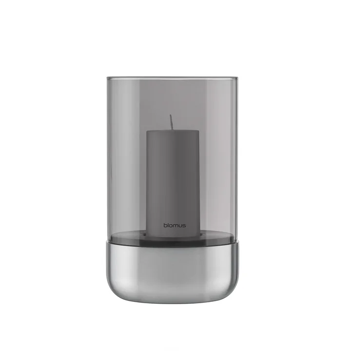 Blomus - Calma Windlicht, Ø 12 cm, smoke / edelstahl matt
