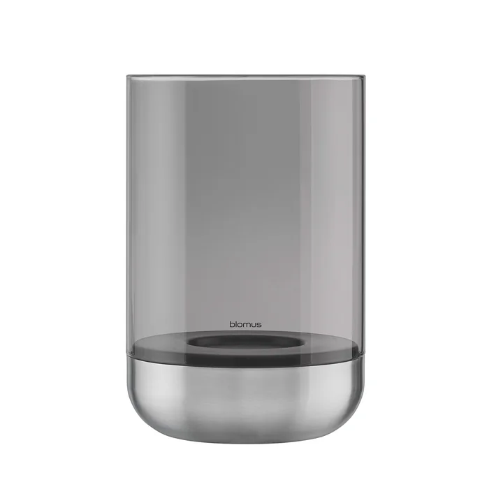 Blomus - Calma Windlicht, Ø 15 cm, smoke / edelstahl matt