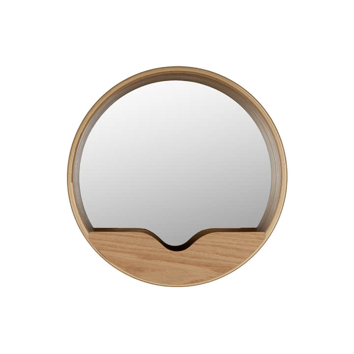 Zuiver - Round Wall Wandspiegel Ø 40 cm, Eiche furniert