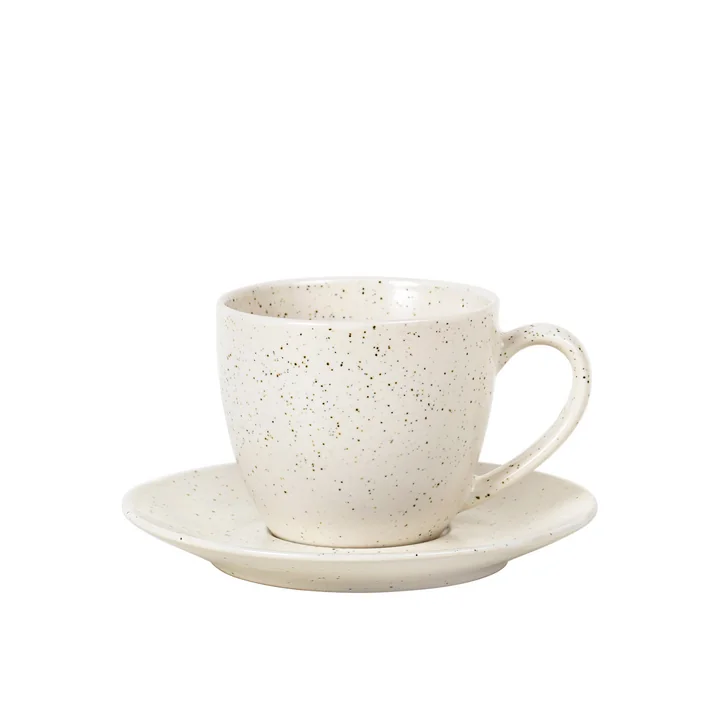 Broste Copenhagen - Nordic Vanilla Tasse mit Untertasse, Ø 14 x 8,8 cm, cream white