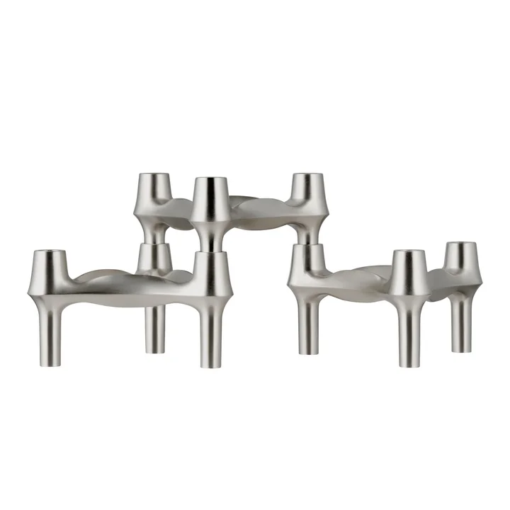 Stoff Nagel - BMF Kerzenhalter, Chrom gebürstet (3er-Set)