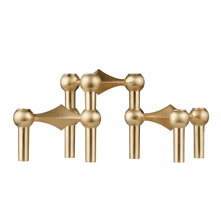 Stoff Nagel - Kerzenhalter, Messing gebürstet (3er-Set)