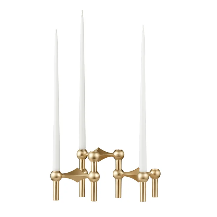 Stoff Nagel - Kerzenhalter, Messing gebürstet (3er-Set)