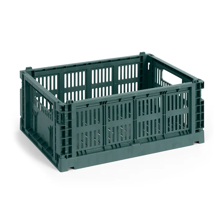 HAY - Colour Crate Korb M, 34,5 x 26,5 cm, dunkelgrün, recycled
