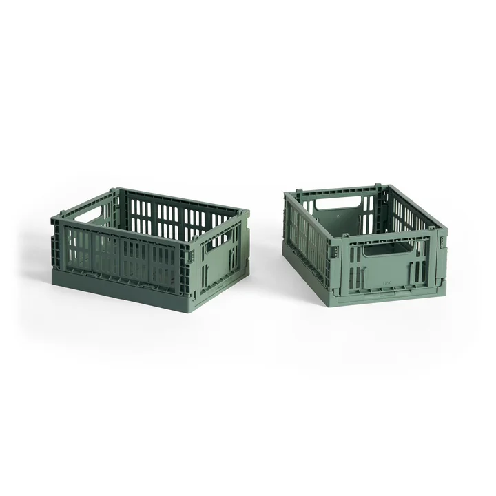 HAY - Colour Crate Korb Mini, 17 x 13 cm, salbeigrün, recycled (2er-Set)