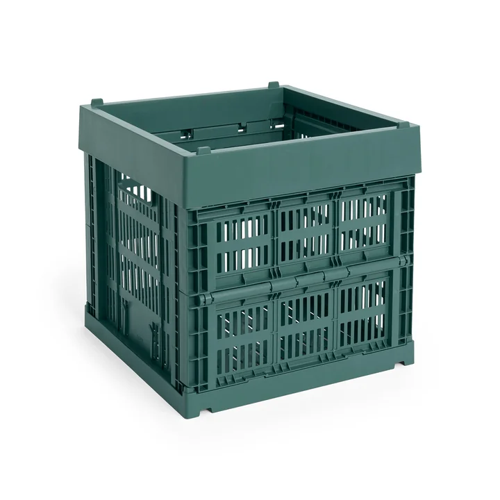 HAY - Colour Crate Korb Cube, 29,5 x 29,5 cm, dunkelgrün, recycled