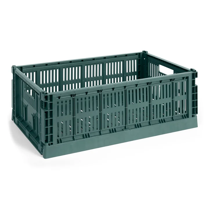 HAY - Colour Crate Korb L, 53 x 34,5 cm, dunkelgrün, recycled