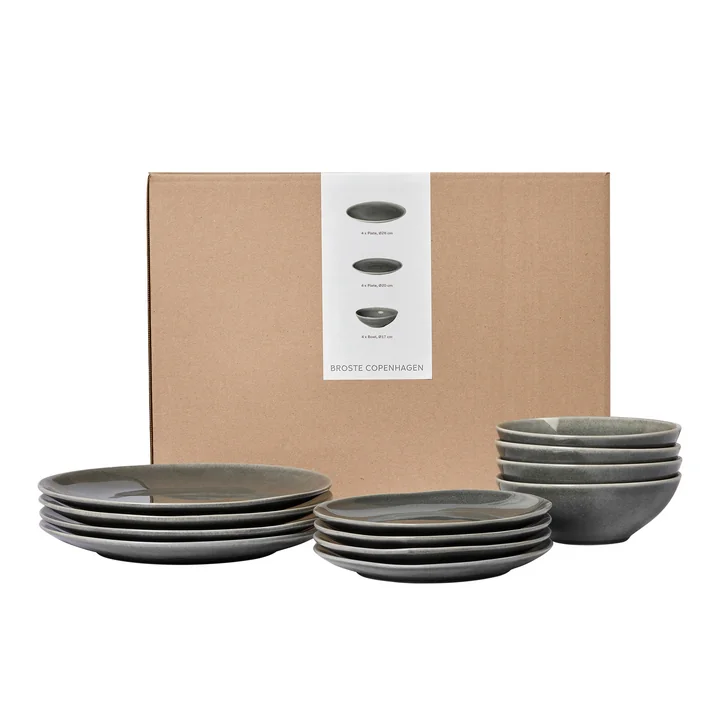 Broste Copenhagen - Nordic Rain Geschirr Dinner-Set, (12-tlg.)