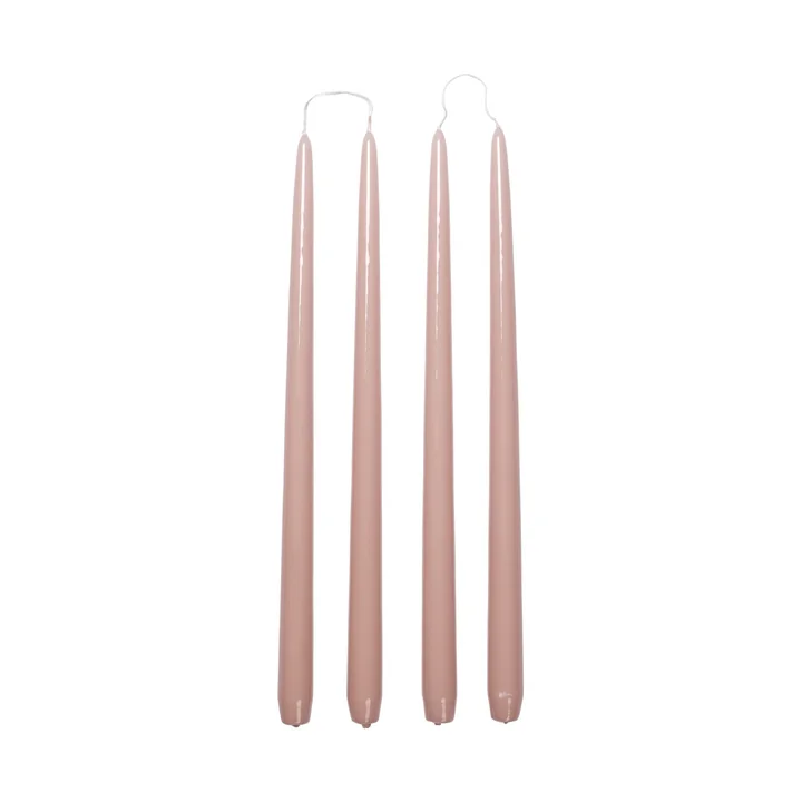 Broste Copenhagen - Smooth Kerze, H 38 cm, mauve pink (4er-Set)