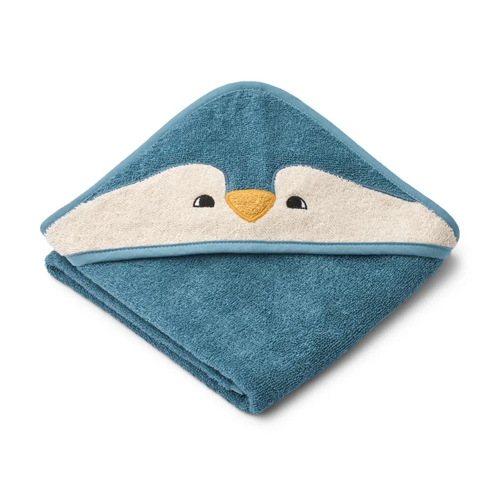 LIEWOOD - Albert Babyhandtuch mit Kapuze, Pinguin, oceanview mix