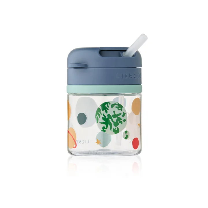 LIEWOOD - Pavia Flasche mit Strohhalm, 280 ml, Universe / classic navy